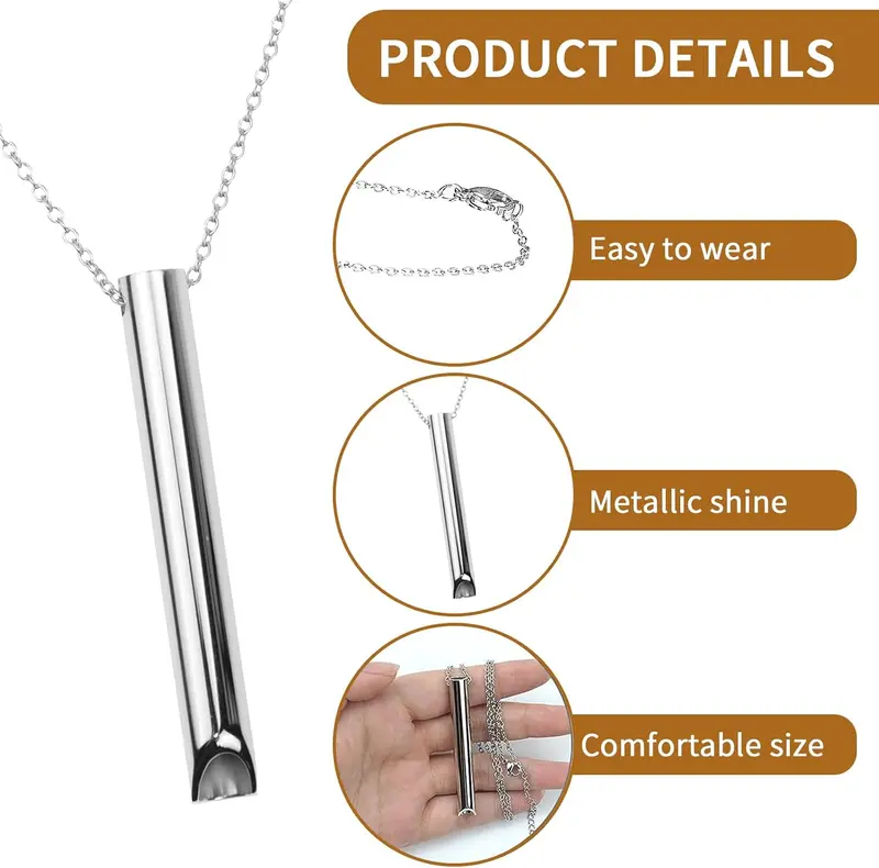 Anxiety Relief Necklace, Mindful Breathing Necklace for Stress & Anxiety Relief, Portable Stress Relief Mindful Necklace Set, Durable Stainless Steel Necklace for Anxiety Relief, Stress Relief Relaxation Gift for Unisex breathing  necklace necklace 3
