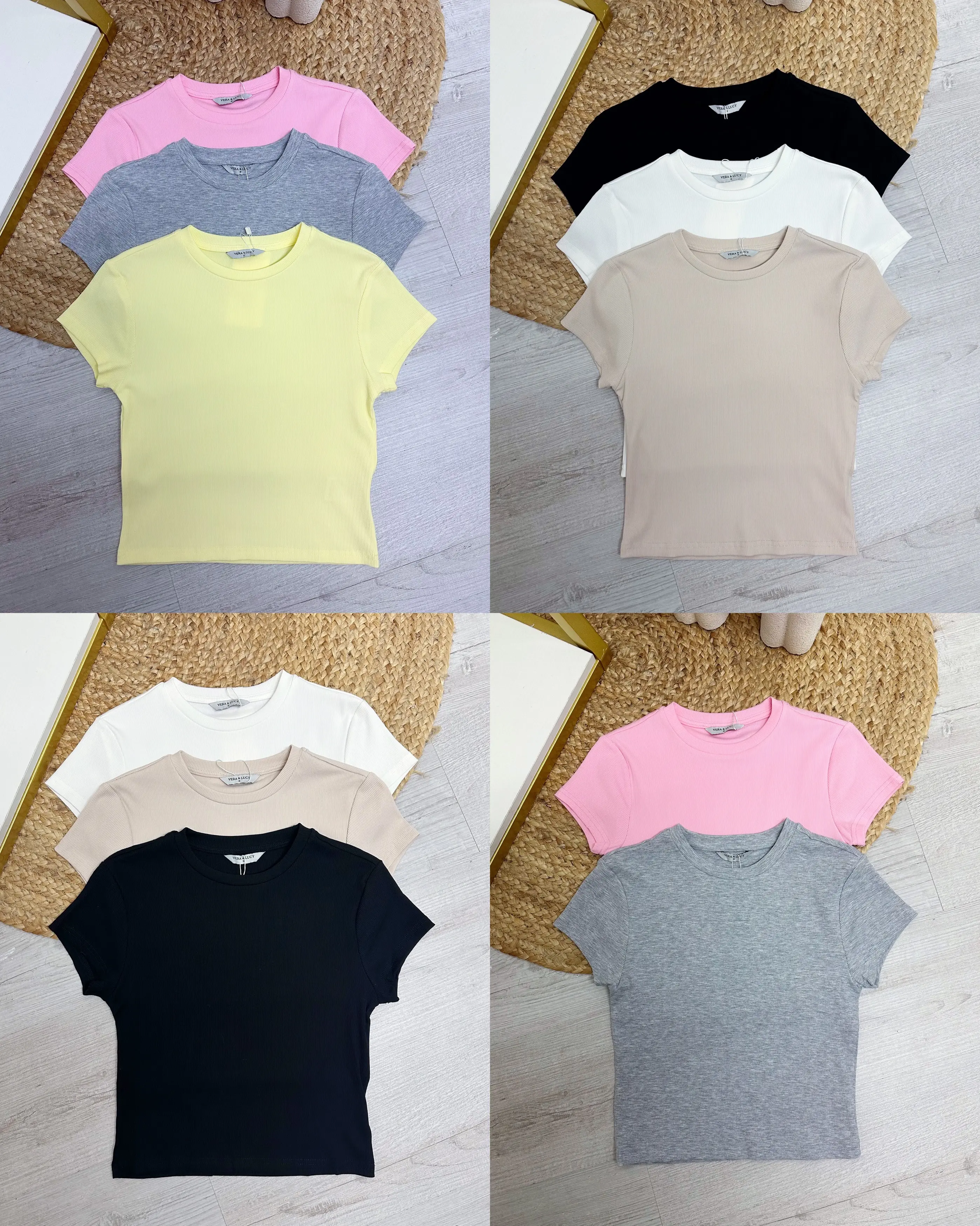 [ALTORIA] Summer Ribbed Stretchy Basic Short Sleeve Crop Top - 6 COLOURS