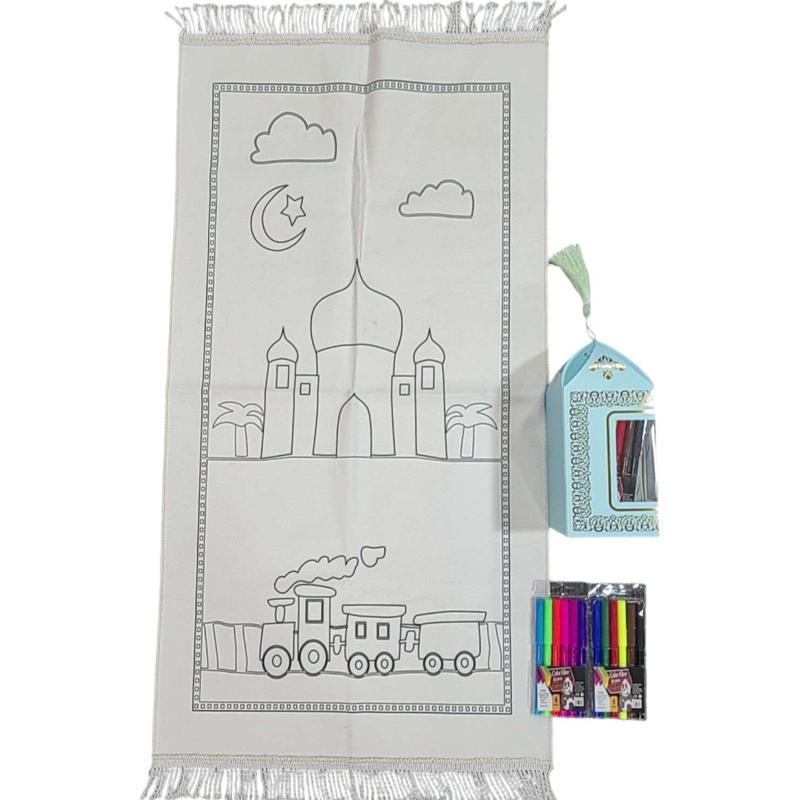 Kids DIY Prayer Mat set includes prayer mat, Fabric colour pencils and a box 3