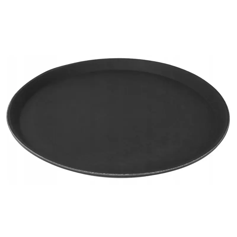 Anti-Slip Round Rubber Serving Tray Food, Drinks, Home Kitchen Bar Restaurant x2 Tableware Plates 3