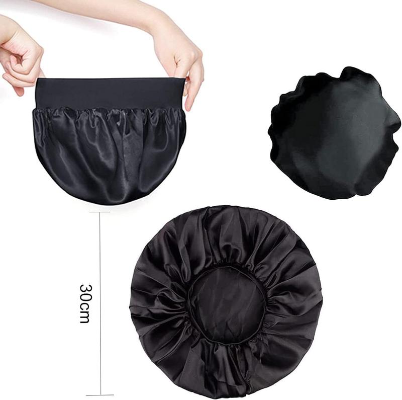 Silk Hair Wrap for Sleeping, Hair Bonnet, 1pcs Night Sleep Cap for Women Girls, Hair Care Head Cover Elastic Hat for Black Curly Hair. Accessory Shower 5