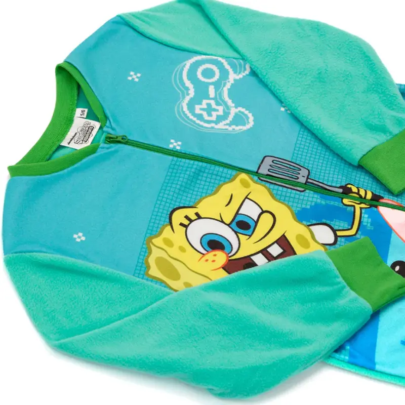 Boys SpongeBob SquarePants Micro Fleece Onesie All In One Age 3-10 Years 4