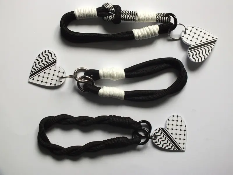 Shoelace Keyring Black White Keychain Love Heart Keyring Pink Glitter Heart Keychain Valentines Gift Anniversary Gifts Present for Girlfriend Present for Wife 4