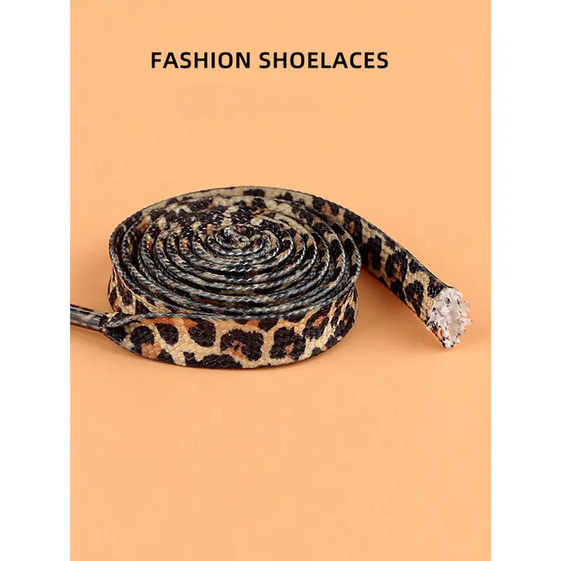 1pair Beige Leopard Print Flat Fashion Shoelaces Footwear Comfort Bedroom Knee Multicolor 4