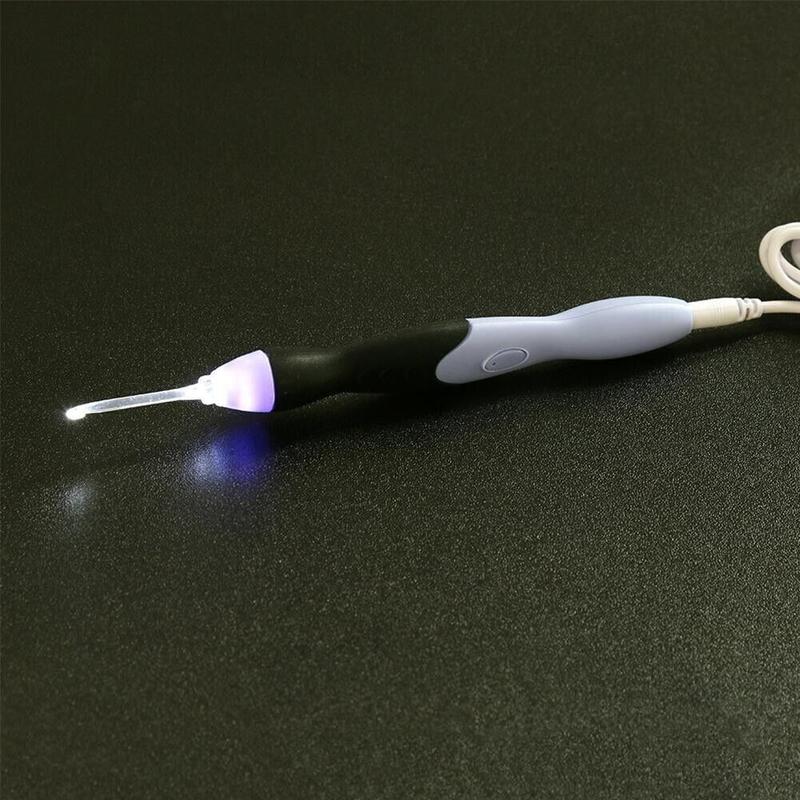 9 in 1 USB Light Up Crochet Hooks Knitting Needles LED Sewing Tools Set Kit UK 5