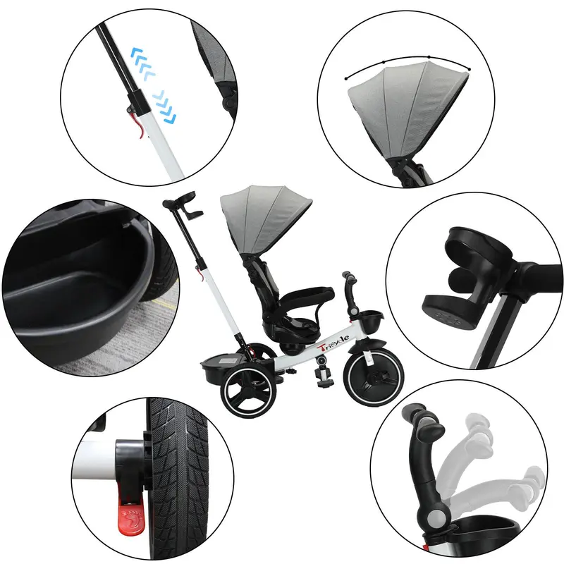 Ubravoo Baby Stroller Tricycle Ride Bike , 360 Degree Rotation Sitting & Lying,Celerity Disassembly & Assembly,1-5 Years 5