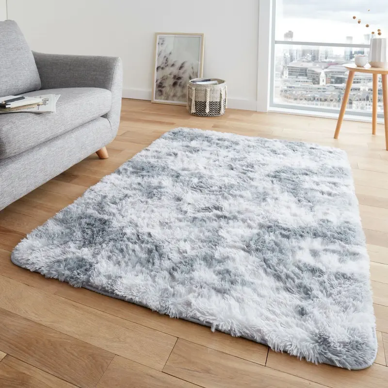 Fluffy Rugs Large Anti-Slip Grey Shaggy Rug Bedroom Living Room Floor Soft Carpet Mat 1