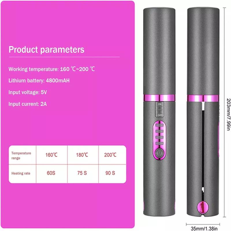 2-in-1 Cordless Portable Hair Straightener & Curler – Wireless Styling Pocket straightener Lightweight Comfort 1