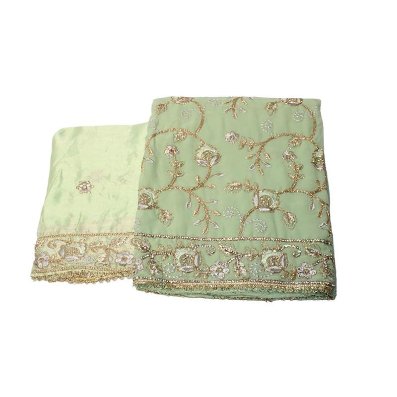 BS-UNST-202 - Unstitched Embroidered Chiffon Stone Work Suit 3