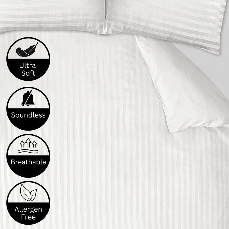 Microfibre Duvet Cover Hotel Quality Bedding Set Satin Stripe  Quilt Duvet Covers, Solid Soft & Comfy Bedding Cover Set Breathable Duvet  Set Satin  Bed  Sheets Mattress  Protector 5