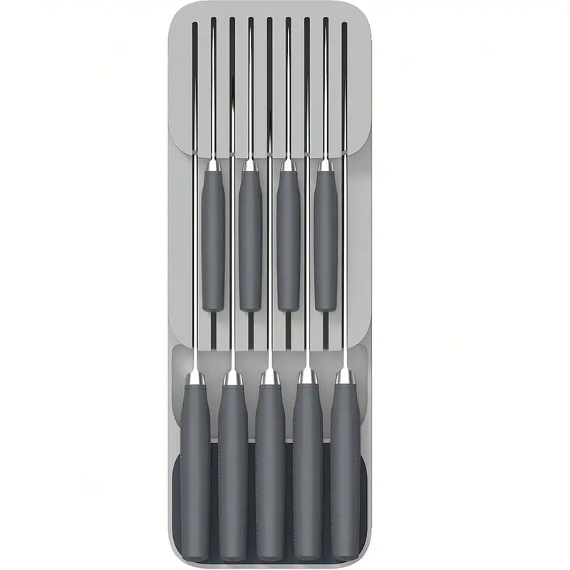 Professional Lying 2 Tier Knife Block,Compact Kitchen Knife In-Drawer Organizer,Drawer Insert For Kitchen Utensils,Streamlined Storage For Efficient Kitchen Organization 5