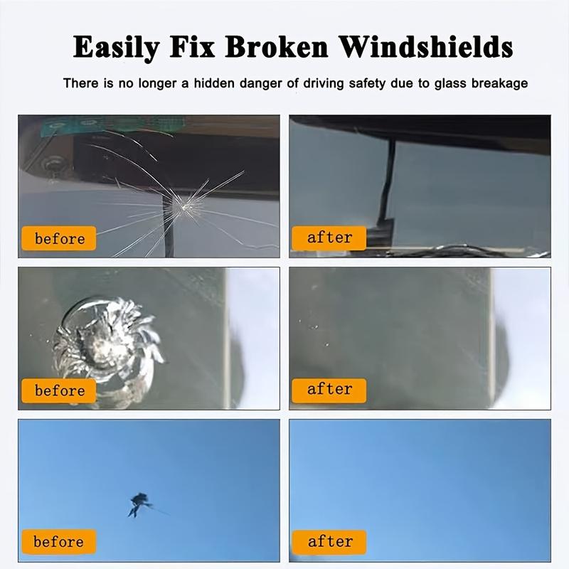 Windshield Repair Kit, Glass Repair Fluid 4pcs Car Glass Repair Kit, Windshield Crack Repair Kit Glass Repair Fluid Quick Fix for Chips, Cracks 4