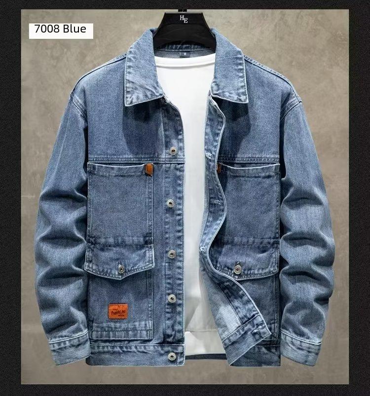 Product Introduction of Men's Loose-fit Trendy Denim Jacket Autumn 2024 New Style Workwear Jacket Regular Length 30