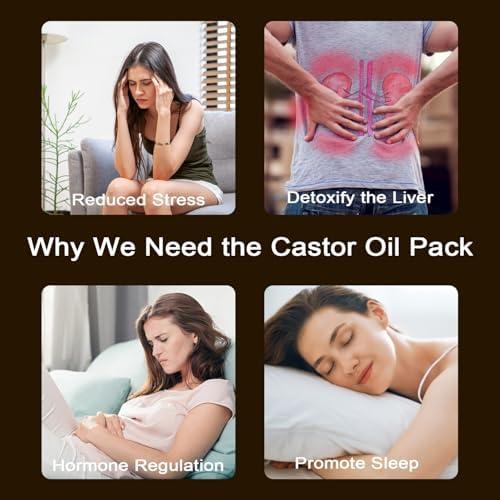 Castor Oil Pack,Castor Oil Pack Wrap Kit, Reusable Castor Oil Compress Wrap, Castor Oil Wrap for Liver Detox, Comfort Sleep, Improve Abdominal Muscles and Digestive Constipation (1Pcs) 3