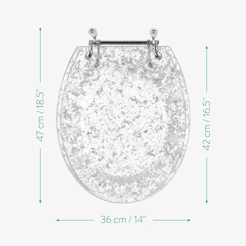 with shiny silver glitter - toilet seat with shiny glitter/chrome hinges 2