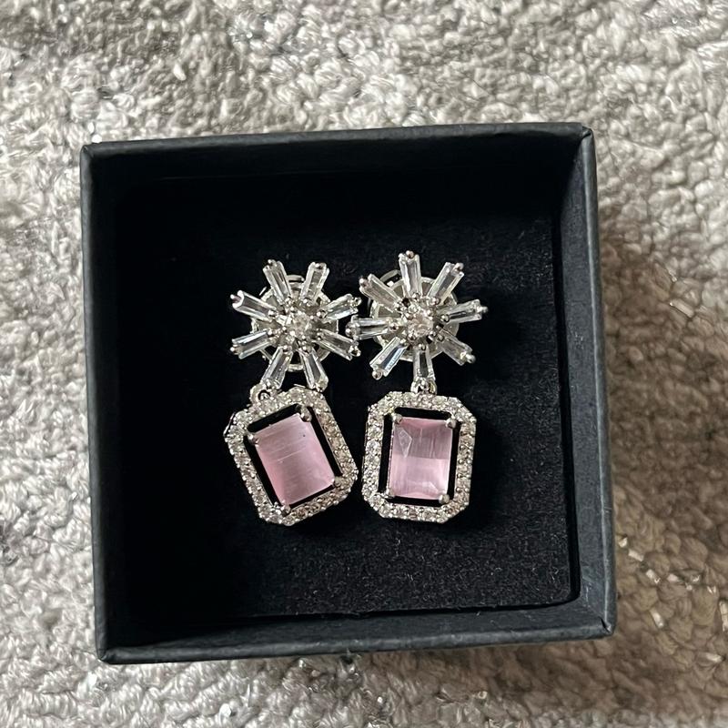 Pink Crystal Star Studded Drop Earrings by My Little Secret bridal jewelry stud 3