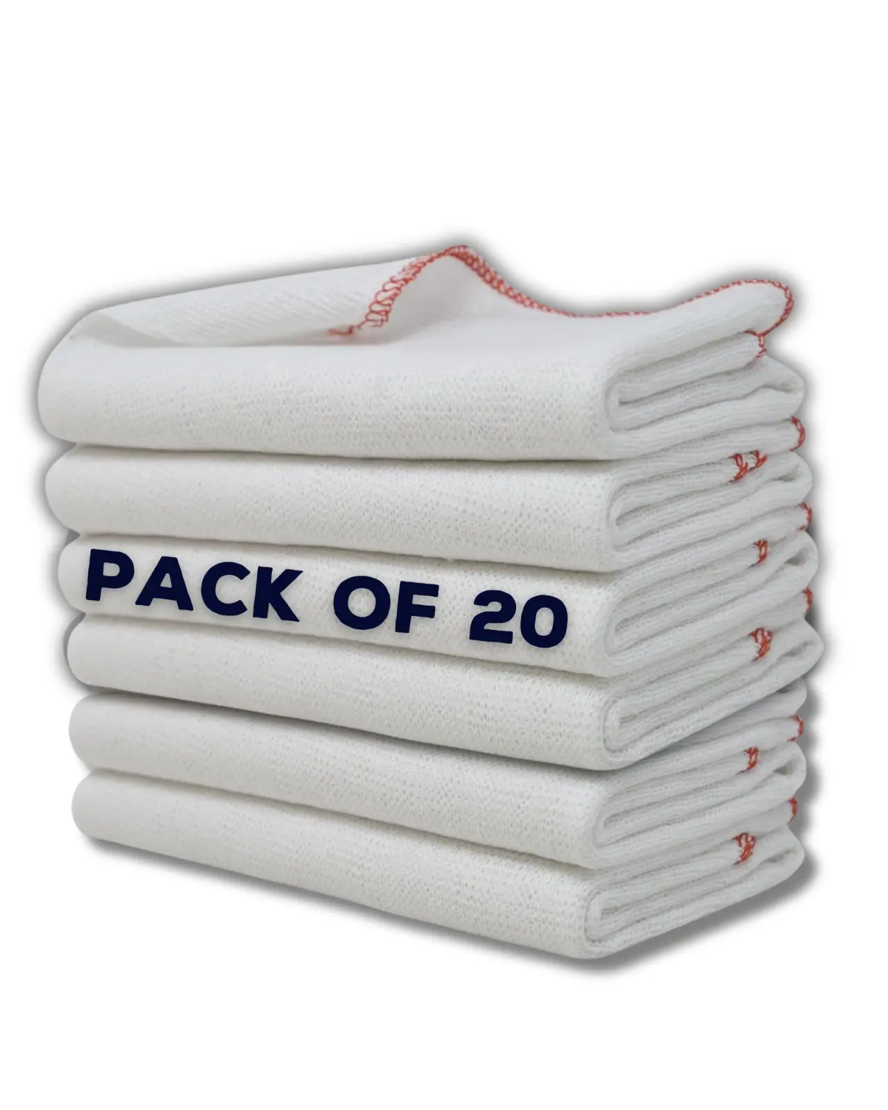 20 Pcs Dish Cloth Washing Up - Microfiber Kitchen Cleaning Cloth, Tea Towels for Kitchen - Large Dish Cloths for Washing Up Lint Free - Dish Towels Highly Absorbent White (38x52 Cm) Cotton Pack Wipes