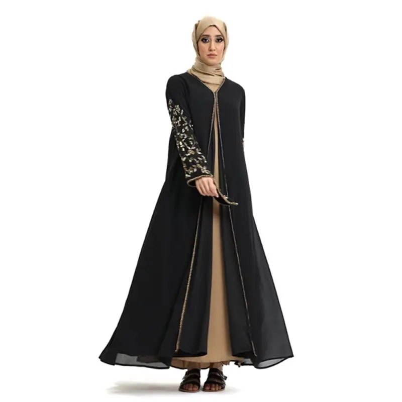 Hina Pearl Chiffon Black Gold Beaded Kimono 0