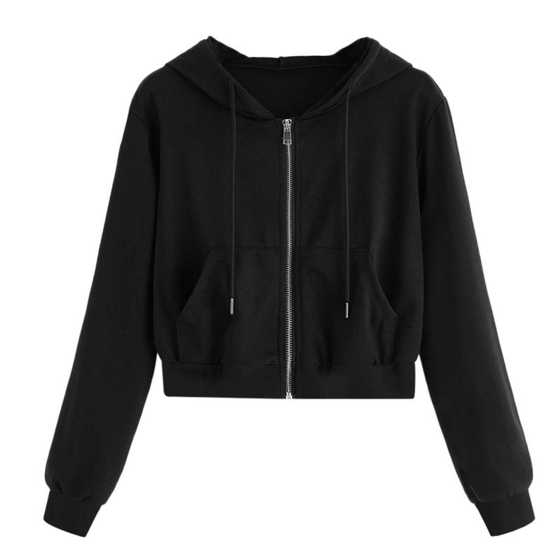 Zip Up Hoodie Women Solid Color Crop Top Y2k Aesthetic Hooded Tops Loose Leisure Academy Cardigan Tracksuits Autumn Sweatshirts 3