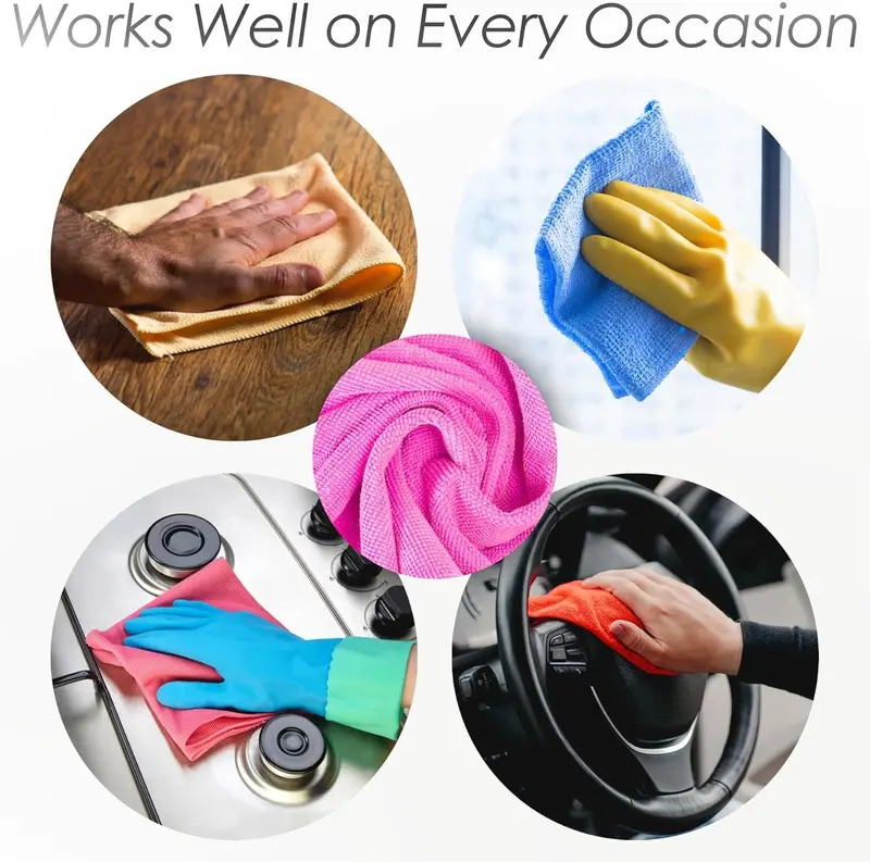 Pack of 10 Microfibre Cleaning Cloths Dusters Car Bathroom Polish Towels, Size 30 x 30 cm, Multi-Colour Kitchen Microfiber Multicolor 2