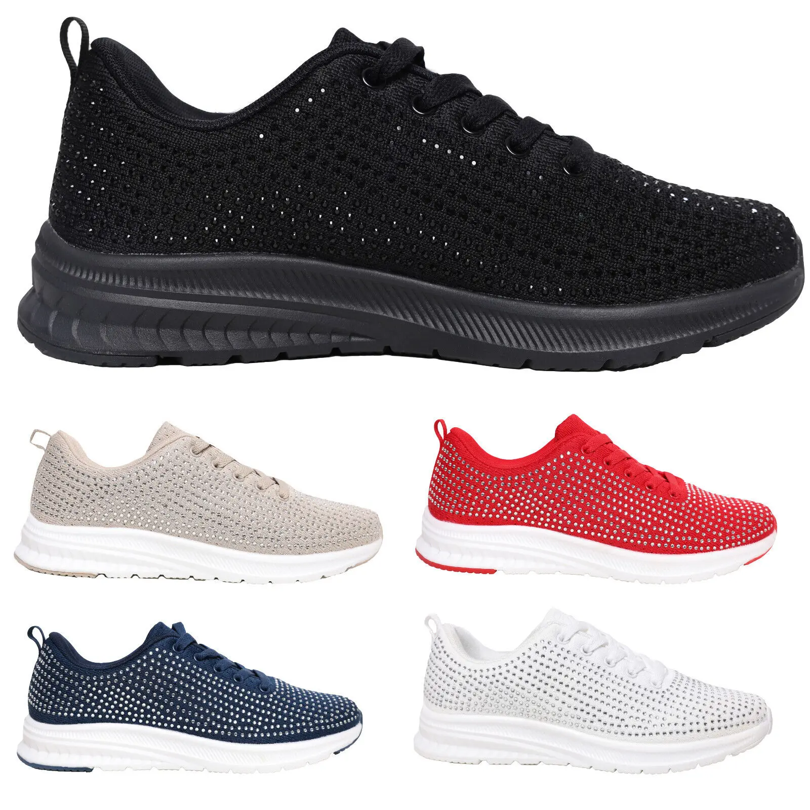 Sparkly Diamante Trainers Size 3 to 9 UK
