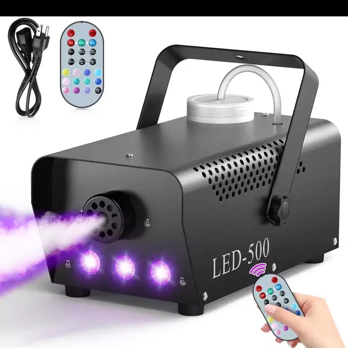 500W RGB LED Colorful Smoke Machine LED Remote Fogger Ejector for Disco DJ Show Wedding Party Stage Light Effects Fog Machine