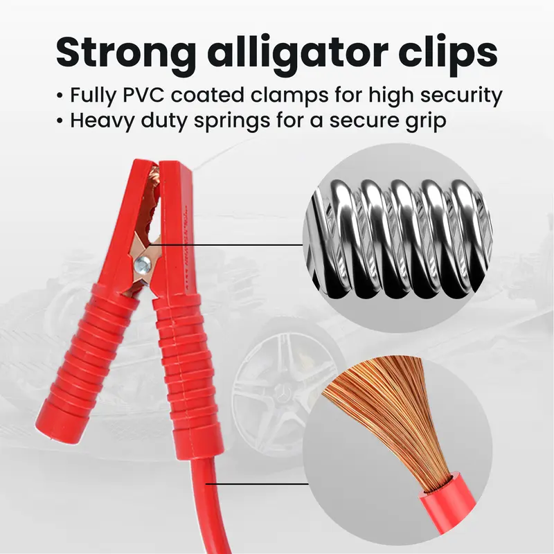 Heavy Duty Car Jump Leads 6 Meter 3000 Amp Booster Cables for Petrol & Diesel Vehicles with Safe Crocodile Clips and Storage Bag 8