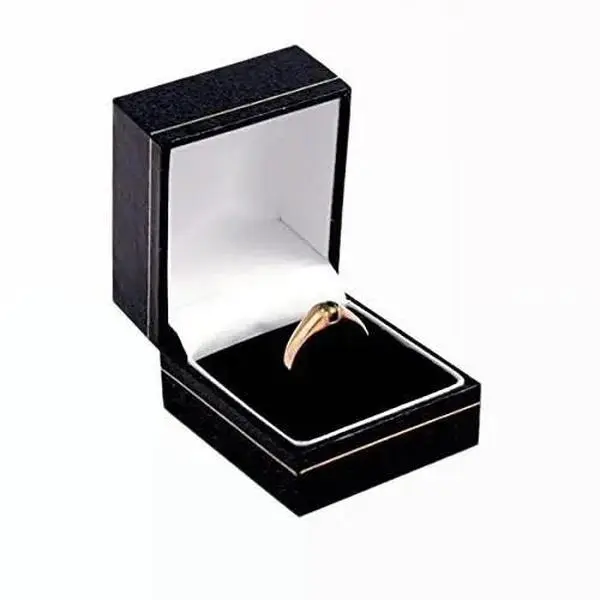Black classic leather ring box - Perfect for proposal - Wedding Ring Box -  Engagment Ring Box