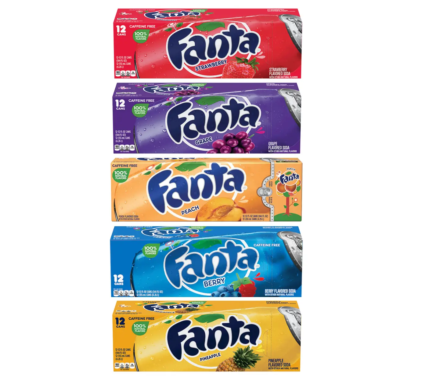Fanta USA 12 Pack Soda Drinks / Select Flavors: Grape, Peach, Strawberry, Pineapple, Berry, (12x355ml) Beverage