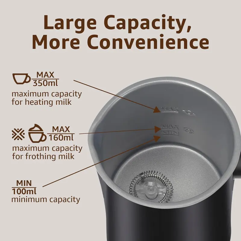 Milk Frother, 4 in 1 Electric Milk Steamer,11.8oz/350ml Automatic Warm and Cold Foam frother for Coffee, Latte, Macchiato, Cappuccino, Hot Chocolate 1