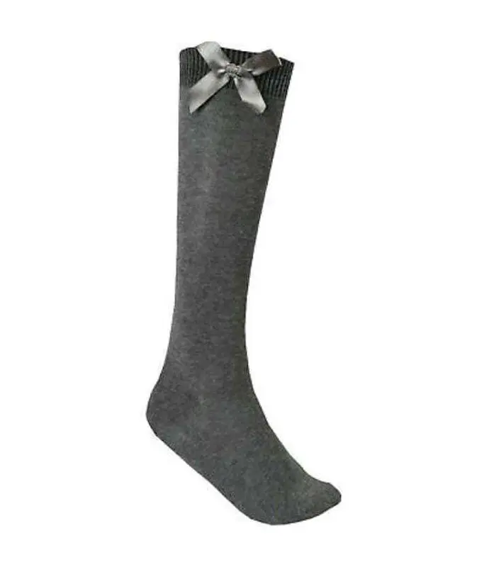 6 Pairs Cotton Rich Long Socks All Sizes Fashion School Knee High With Bow Girls 2