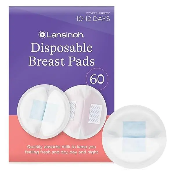 Disposable Breast Pads for nursing breastfeeding mothers, essential for hospital bag, thin super absorbent layers, discreet fit , 60 Count ( Pack of 1)