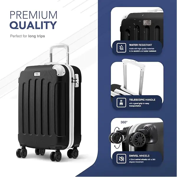LUGG 20 Inch Skywander Lightweight Travel Cabin Bag - Carry On Approved Suitcase, ABS Shell Protection, Water Resistant & Safe Locking System - Easyjet Overhead Compliant (55x20x35cm) 2