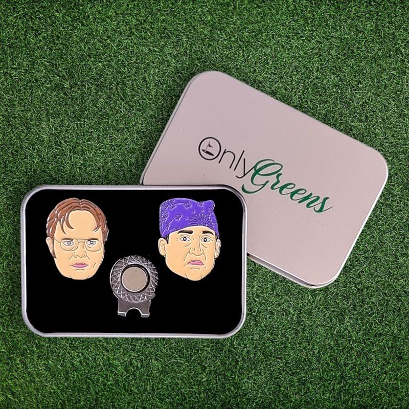 Golf Ball Marker & Hat Clip Set - Office - Complete in Gift Tin 0