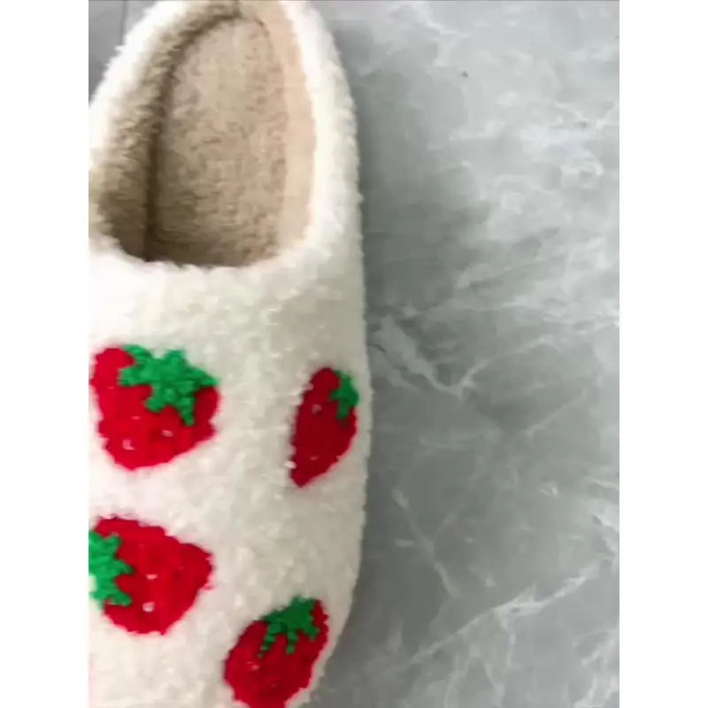 MILAN GOLD  Cute Cartoon Strawberry Design Thick - Soled Warm Slippers for Both Men and Women Couples - Perfect for Cozy Winter Home Wear. 7