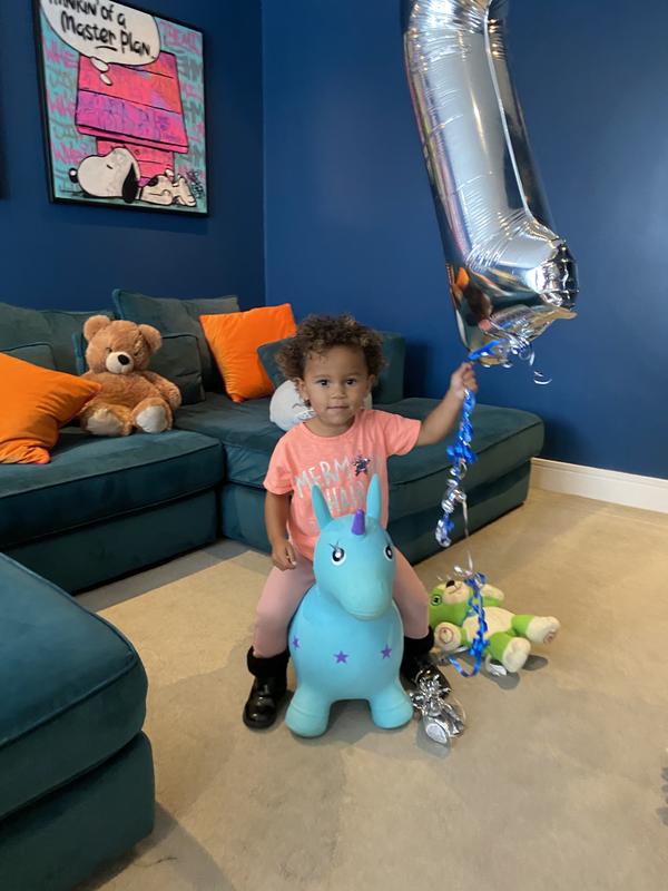 Turquoise Unicorn - Happy Hopperz Children Toy for Boys and Girls. Our kid's toy is perfect for muscle and core development, an educational toy, or a kids' gift. Our animal hopper is great for hours of endless fun and can be used indoors and outdoor! 3