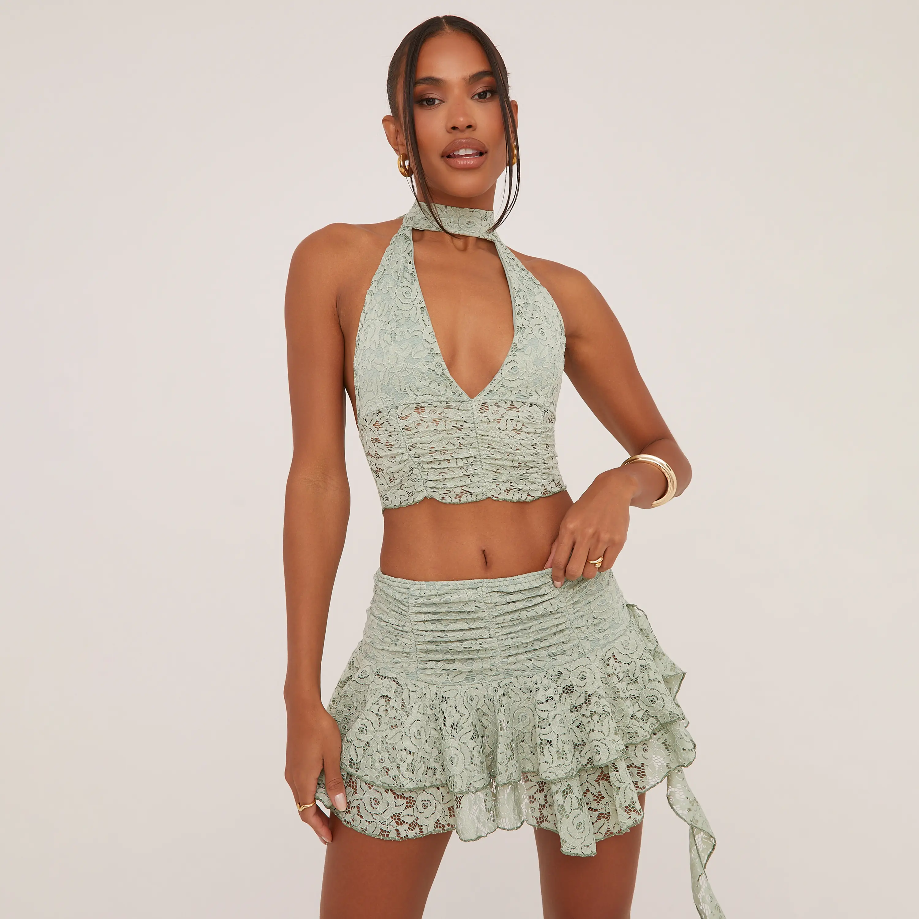 Plunge Choker Detail Crop Top