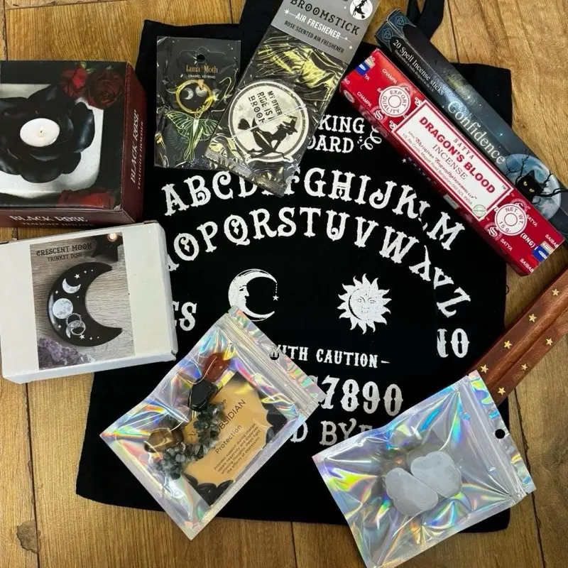 The Goth Vibes Bundle: Witchy & Gothic Bundle including a gothy tote bag, candles, incense, homeware & crystals 2