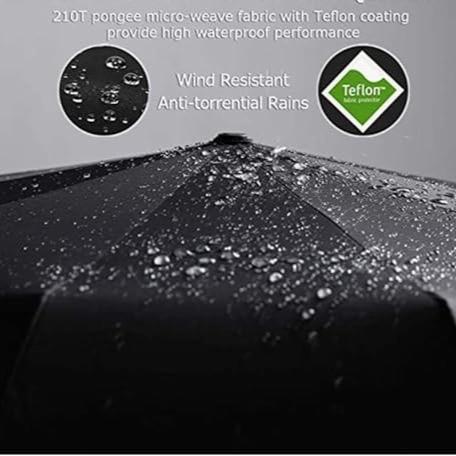 Black Umbrella, Folding Umbrella, 8 Ribs Compact Windproof Umbrella, Auto Open/Close, Sturdy Reinforced Canopy Automatic Portable Travel Umbrella for Men&Women Comfortable 6