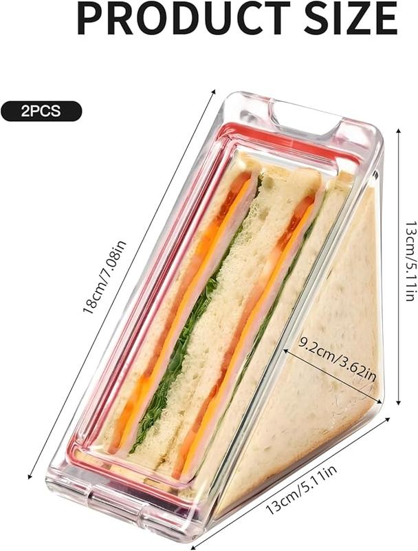 2 PCS Transparent Sandwich Container, Reusable Triangle Sandwich Container with Lids, Portable, Larger Upgraded Version Kitchen Utensils 5