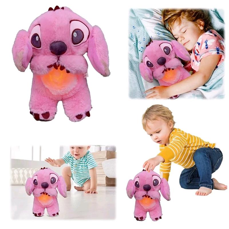 Blue Pink Lilac Teddy Breathing Musical Soothing Doll Sleep Stitch Toy Anxiety Relief Plush Toys 1