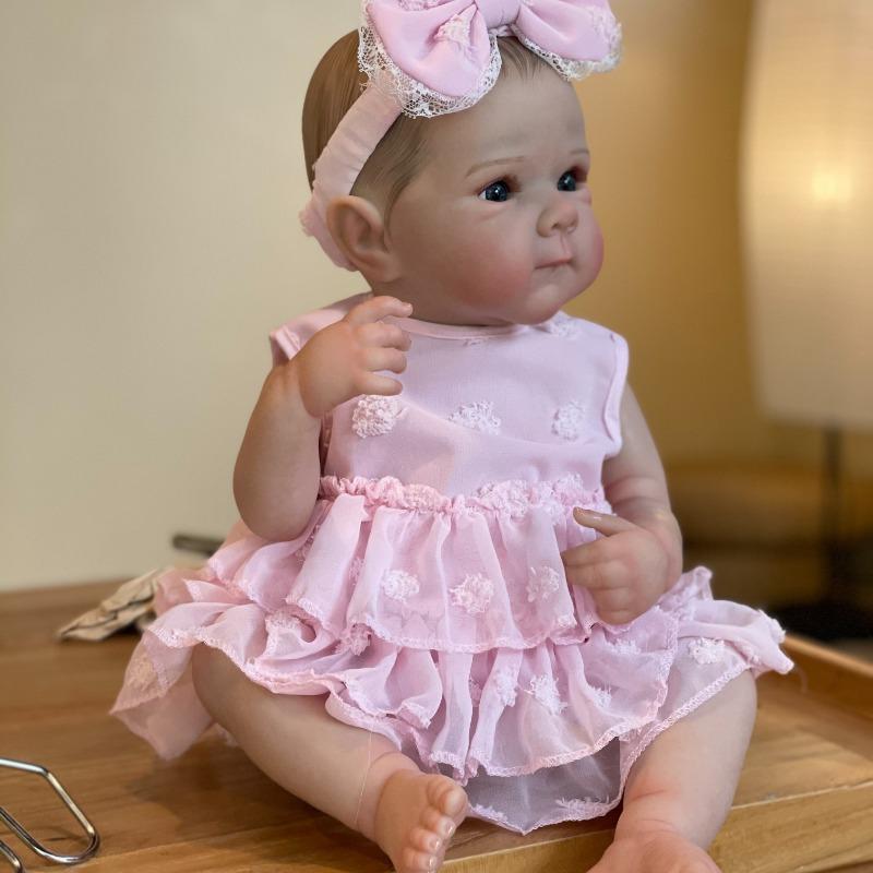 Product Introduction of [Popular Choice] 20-Inch Hand-Painted Silicone Vinyl Reborn Doll in Pink with Accessories - Full Body, Soft Touch, Realistic Features, Includes Outfit & Feed Container - Ideal for Family, Birthday Gifts & Collectors, Doll Accessories 6