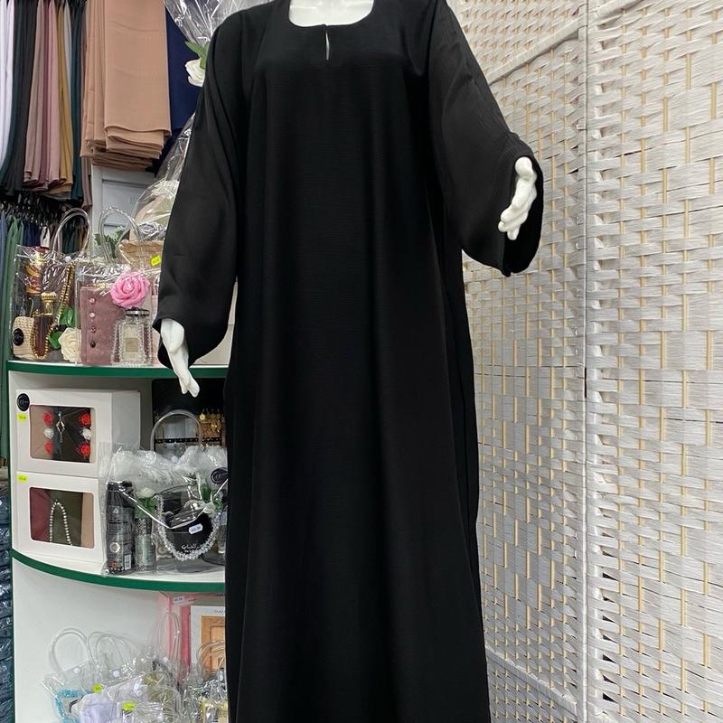 Plain Black Zoom Dubai Abaaya Long Sleeve 0