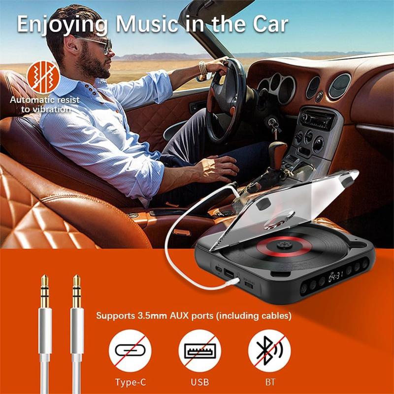 CD Player W/ 1200mAh Rechargeable Battery Personal Bluetooth CD Player UK portable  cd Audio Compact 7