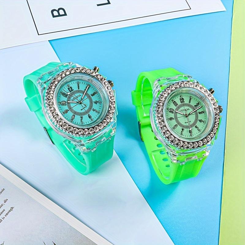 Product Introduction of New Luminous Student Electronic Watch for Teenagers, Junior High and High School Students, Electronic Watch with Rhinestones, Candy Color, Couple Watch, New Year Gift 166 5