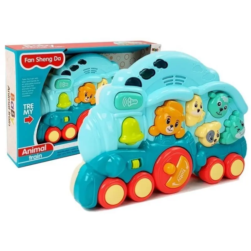 Interactive Locomotive with Animals Animal Sounds Light Effects Blue 4