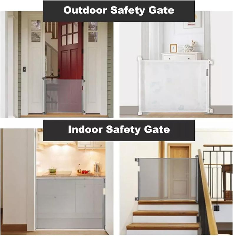 Retractable Pet Dog Gate Safety Guard Folding Baby Toddler Stair Gates Isolation 4