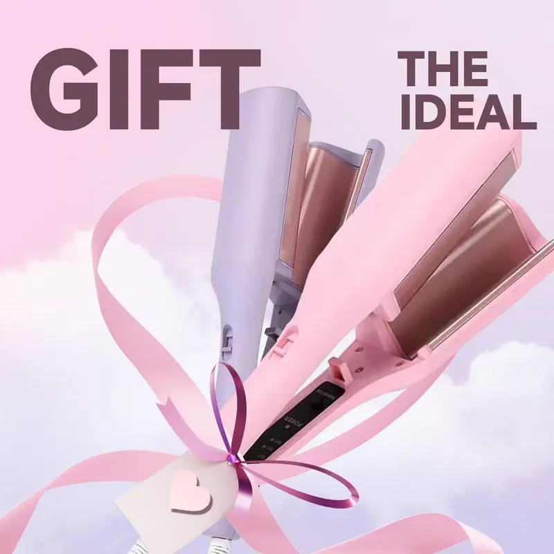 French Wave Curling Iron, Egg-Roll Hairstyle Water Ripple V-Shaped, 4 Gears Temperature Fast Heating Ceramic Barrel, 32mm Mermaid Wave Wand for Long or Short Hair 4