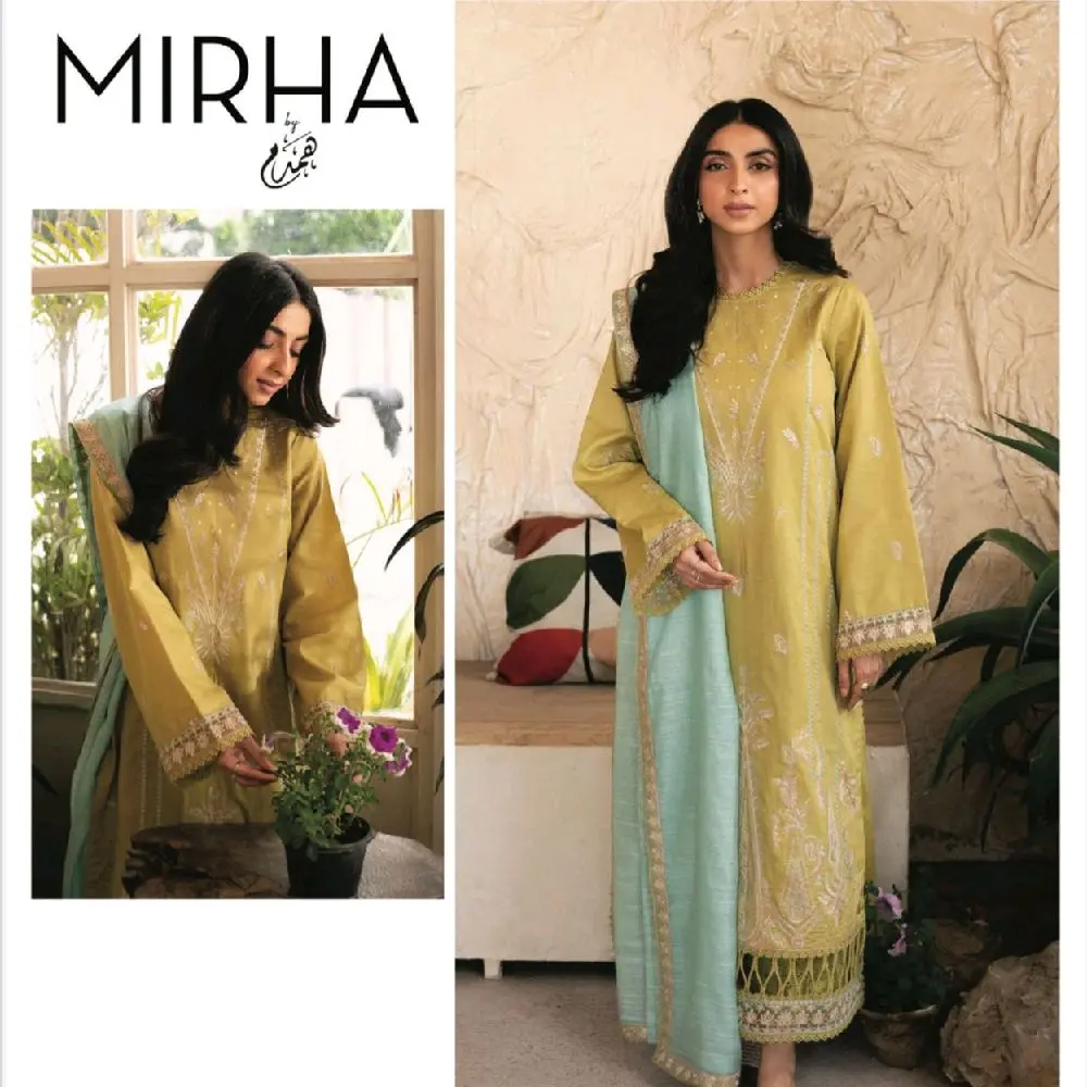 Mirha Lawn Embroidered Unstitched Suit for Women - Eid Collection - Dress