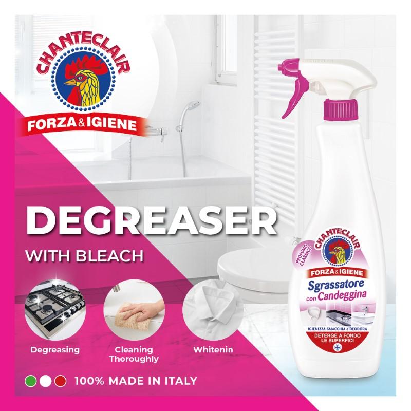 Chanteclair Degreaser with Bleach 625ml Cleaning Household Spray Cloth Kitchen Bathroom Candeggina Sgrassatore 3